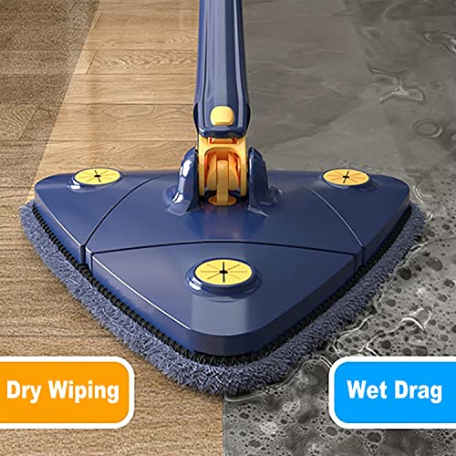 CraftinAround 360° Rotatable Adjustable Cleaning Mop Extendable Triangle Mop with Long Handle Hand Twist Quick Dry Multifunctional Microfiber Wet and Dry Clean Floor Wall with 3 Replacement Pads - Image 5