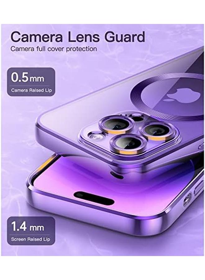 جي تيك جراب شفاف ناعم لهاتف Iphone 14 Pro Max مقاس 6.7 بوصة مع حماية كاملة لعدسة الكاميرا متوافق مع Magsafe للشحن اللاسلكي وغطاء هاتف TPU مطلي بالكهرباء ومضاد للصدمات باللون الأرجواني - Image 4