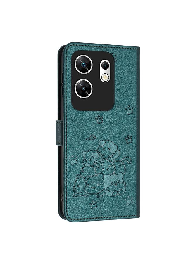 اس-توب جراب جلدي لهاتف Infinix Zero 30 4G بتصميم قطة منقوش مع حبل تعليق - Image 3