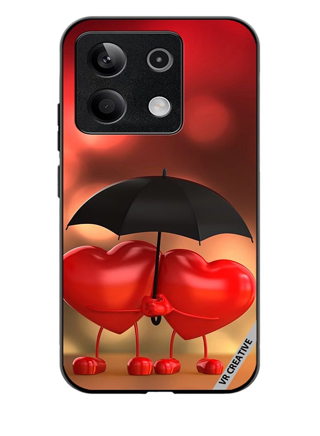VR CREATIVE Protective Case Cover For Xiaomi Poco X6 Hearts Under Umbrella Design Multicolour - Image 1