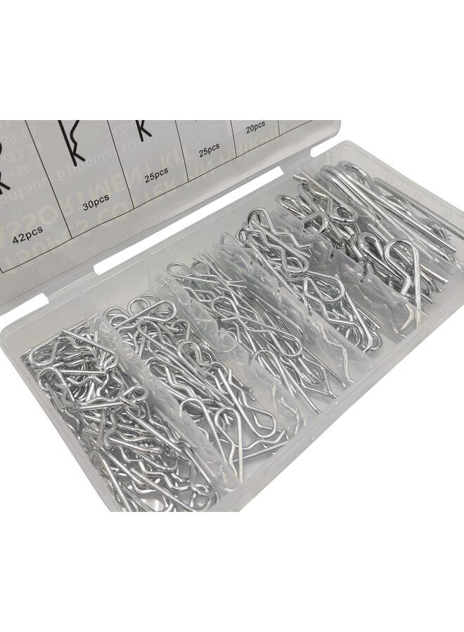 مجموعة متنوعة من دبابيس الكوتر 50457A، 150 مشابك فولاذية مطلية بالزنك، دبابيس تثبيت صغيرة لنظام قفل دبوس السحب، دبابيس تثبيت متنوعة، مجموعة دبابيس تثبيت متنوعة، مشابك R - Image 2