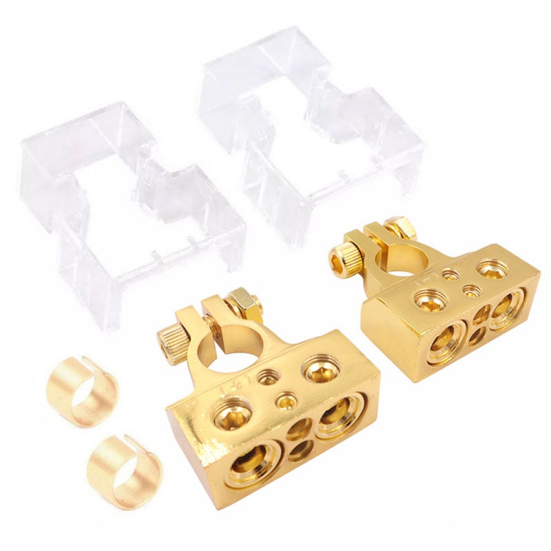 Car Battery Connectors: Gold Zinc Alloy, Corrosion Resistance, Voltage Display - Universal Compatibility, Extended Battery Lifespan for Car Battery Maintenance - Image 1