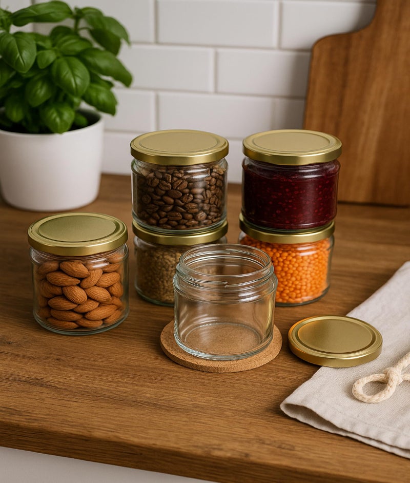 Pure Source India Glass jar Container, Food Safe, Airtight, BPA Free - Capacity 50 Gram, (Pack of 6 Pieces, Kitchen Jars - Clear) - Image 2