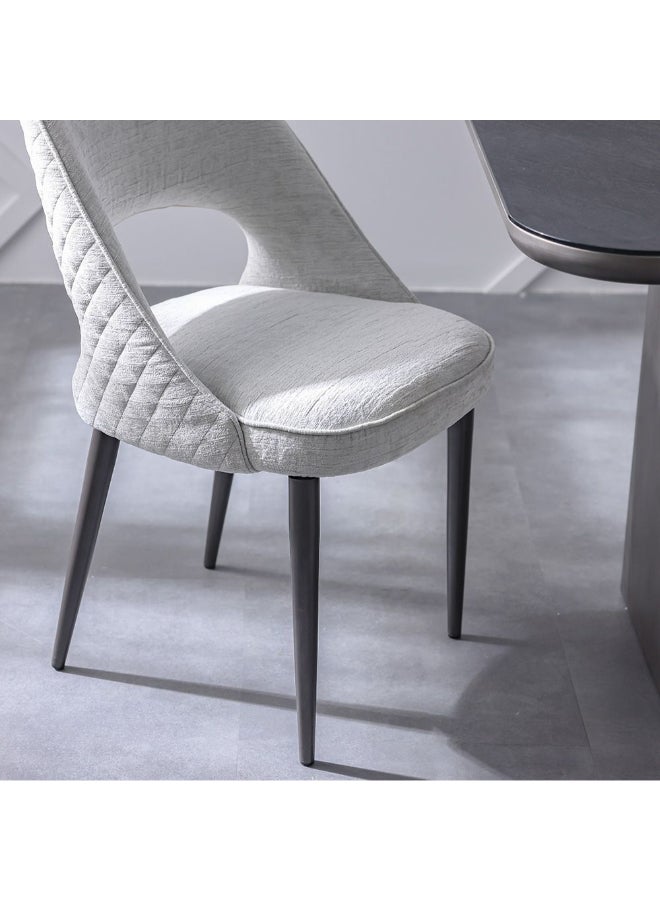 DANUBE HOME Millo 1+6 Seater Glass Top Dining Set – Modern Grey Metallic Dining Table with 6 Comfortable Chairs | Stylish and Durable Dining Room Furniture for Family Meals & Entertaining - Image 3