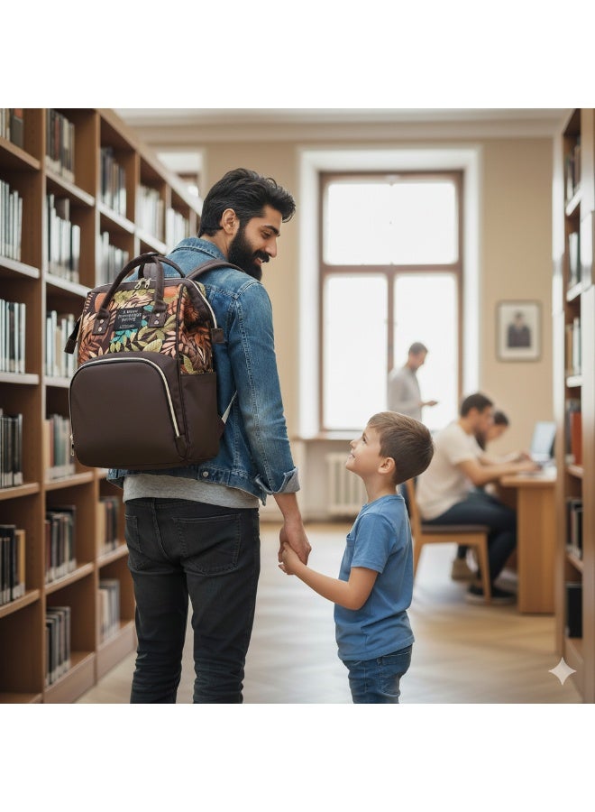 حقيبة أطفال للأم – حقيبة حفاضات مقاومة للماء بسعة كبيرة، مزودة بحامل زجاجات وأحزمة لعربة الأطفال | حقيبة أمومة لمستلزمات المولود والسفر (بني قهوة) - Image 2