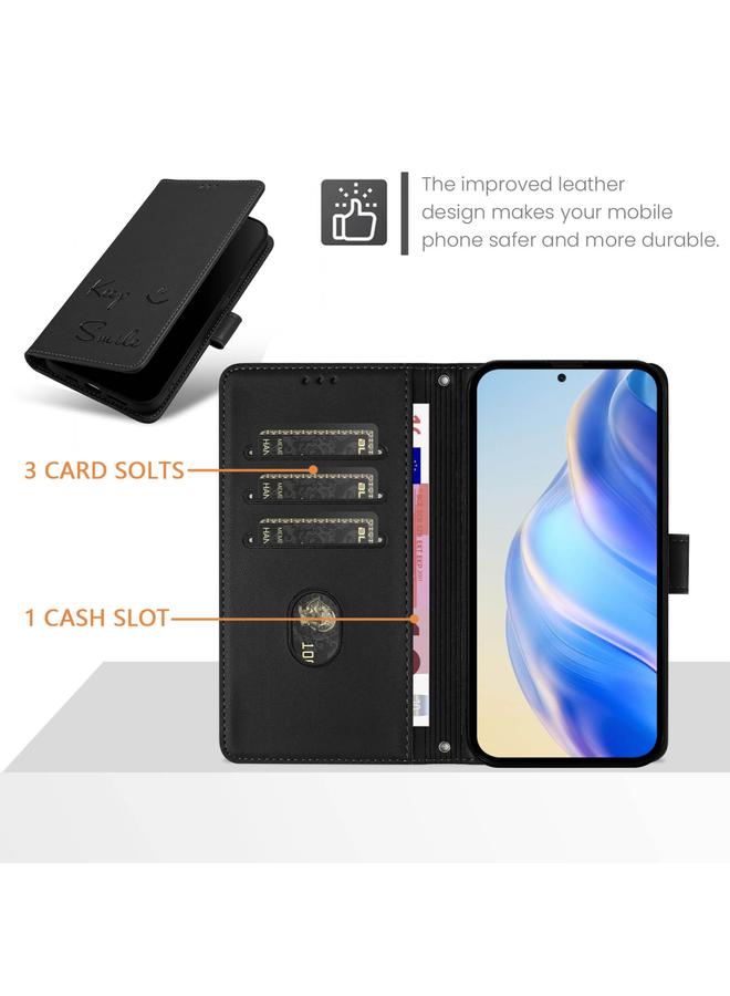 S-TOP Case For OPPO Reno7 5G Global Smile Embossing RFID Leather Phone Case - Image 4
