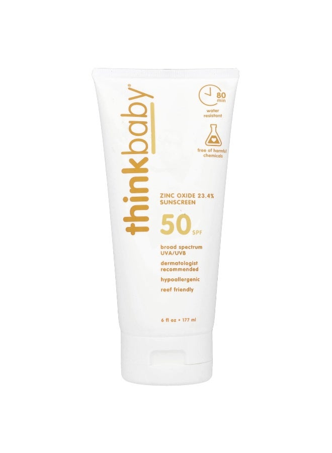 think! think, Thinkbaby, Zinc Oxide 23.4% Sunscreen, SPF 50, 6 fl oz (177 ml) - Image 1