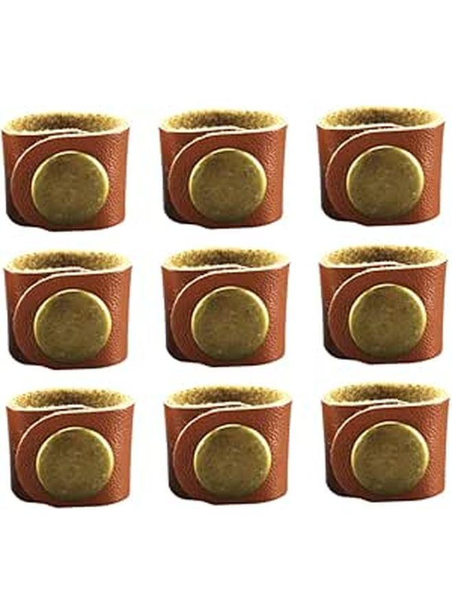 Black PU Leather Cable Organizer 20pcs Cord Management Holder Winder - Image 1