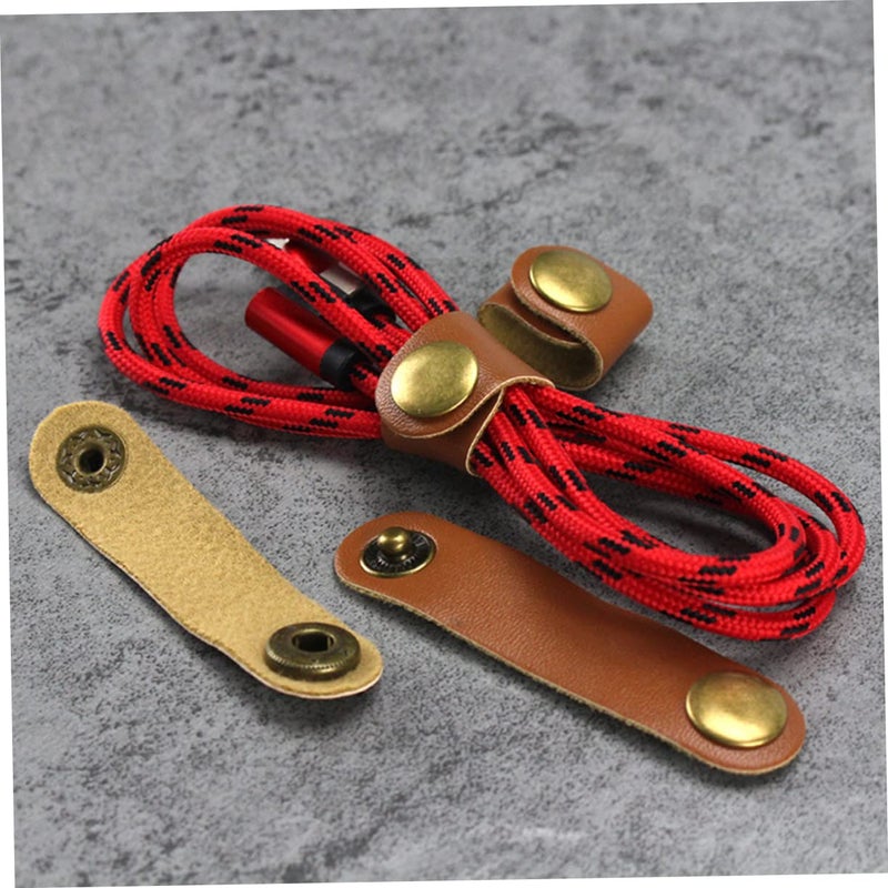 Black PU Leather Cable Organizer 20pcs Cord Management Holder Winder - Image 3