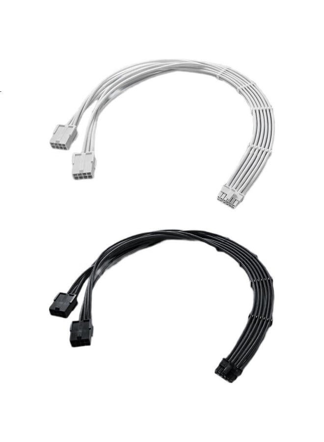 JEYI كابل تمديد طاقة بطاقة الرسوميات Jeyi، 2*8Pin إلى 16Pin، كابل وحدة تمديد طاقة بطاقة الرسوميات، 12Vhpwr، مزدوج 8P إلى 12+4P، 45 سم، أبيض - Image 2