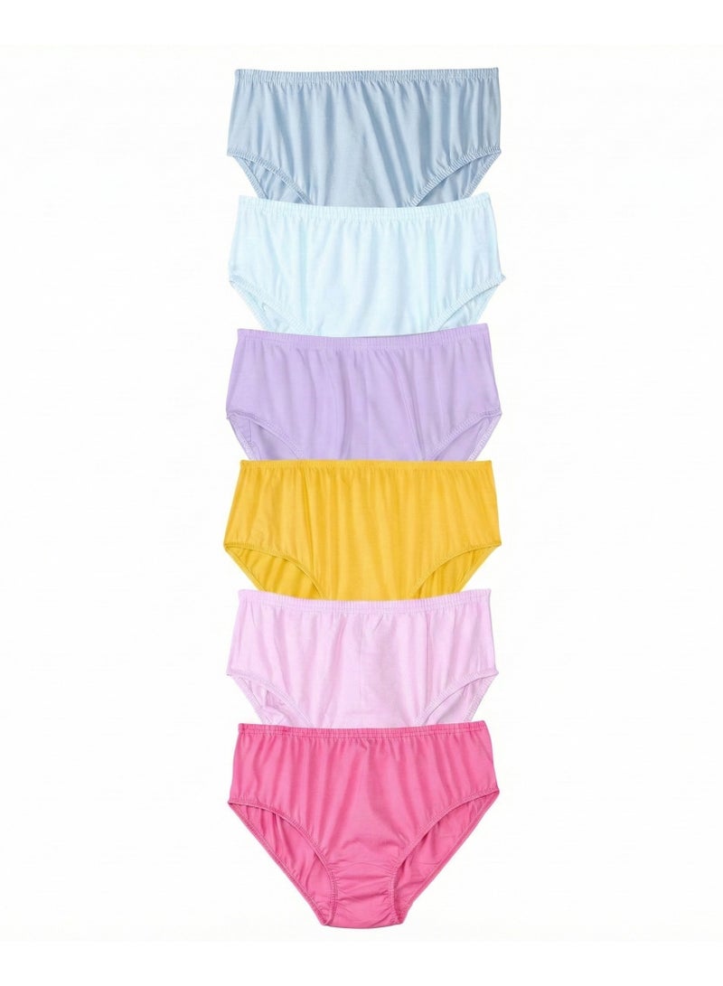 Dahab Women Pack of 6 Classic 100% Cotton Panties Underwear Plain Colors Code 777 - Image 1