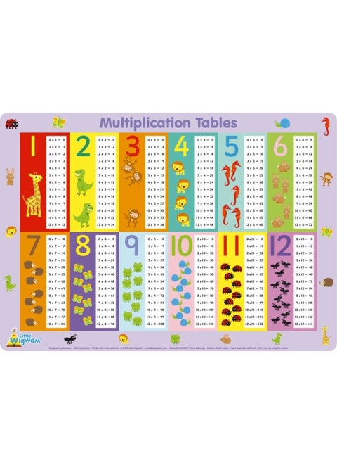 Little Wigwam Multiplication Times Tables Placemat