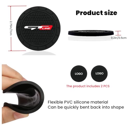 JULOPO 2 Pcs Black car Cup Holder Coaster Compatible with GT LINE 275 Inch Silicone AntiSlip Fashion car Interior Accessories - Image 3