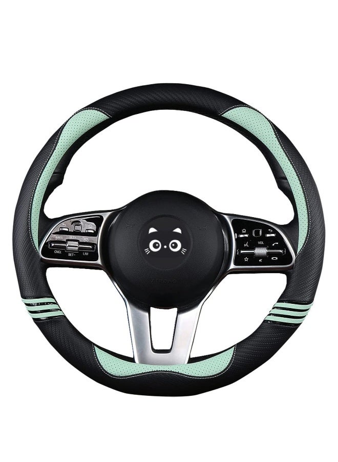 C ute Steering Wheel Cover for Women, Carbon FiberPerforated Leather with Anti Slip Rubber Ring, Steering Wheel Protector, Universal Fit 14.5 15 inches for Cars,SUV Fruit Green - Image 1