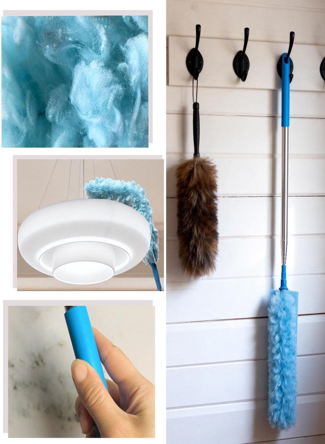 Tonmp 100 Inch Extended Handle Duster Heavy Duty Dusting 360° Duster Refills Kit, Microfibers Multi-Surface Dusters. Efficient Duster Kit for Cleaning Pet Hair, Home, Office, Blinds, Furniture (Blue - Image 3