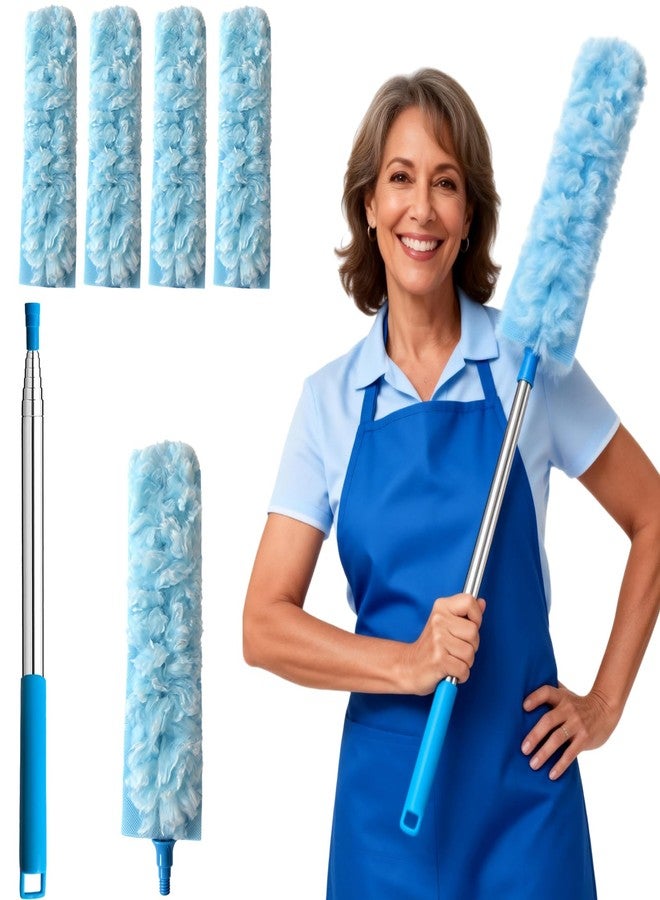 Tonmp 100 Inch Extended Handle Duster Heavy Duty Dusting 360° Duster Refills Kit, Microfibers Multi-Surface Dusters. Efficient Duster Kit for Cleaning Pet Hair, Home, Office, Blinds, Furniture (Blue - Image 1