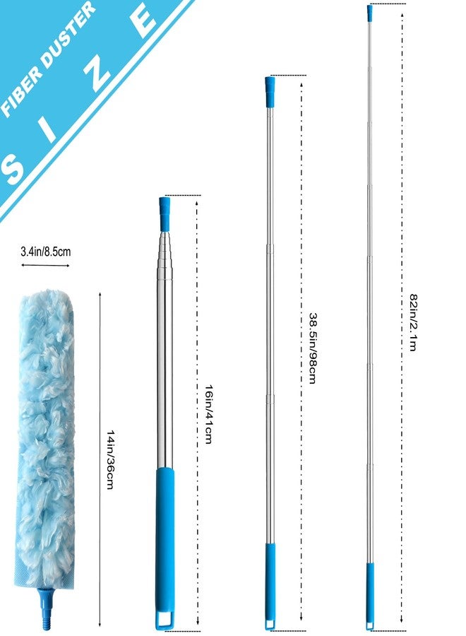 Tonmp 100 Inch Extended Handle Duster Heavy Duty Dusting 360° Duster Refills Kit, Microfibers Multi-Surface Dusters. Efficient Duster Kit for Cleaning Pet Hair, Home, Office, Blinds, Furniture (Blue - Image 2
