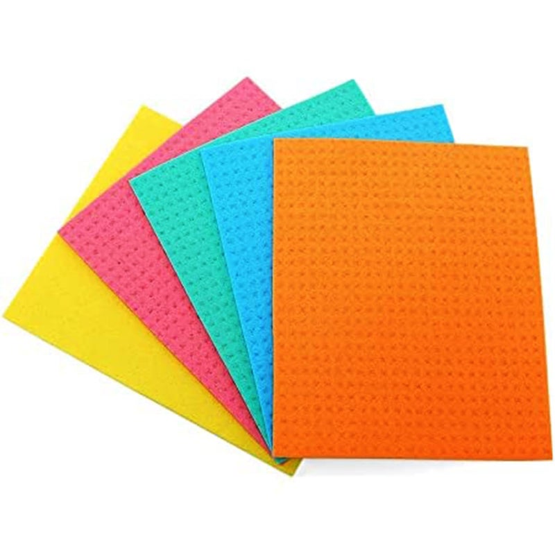 Hanumex MultiPurpose Easy to use Kitchen Cleaning Sponge Wipe Home Cellulose Sponge Wipes Kitchen Cleaning Reusable and Washable 5 Pieces - Image 3