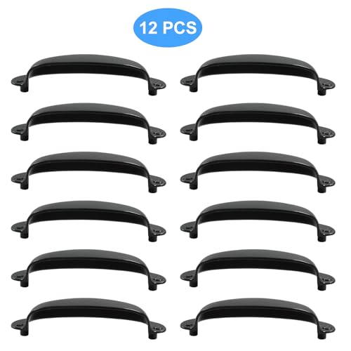 PHITUODA 12 Pack Antique Black Cup Drawer Pulls 35 Inch Hole Center Vintage Drawer Pulls Handles Cabinet Pulls Kitchen Cabinet Wardrobe Furniture Hardware Length 105mm Width 38mm - Image 3