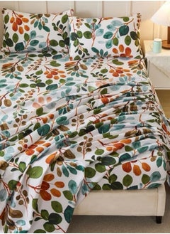 LUNA Home 4 pieces Bedsheet setleaves Design,Green  - Image 4