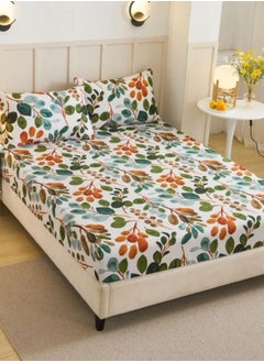 LUNA Home 4 pieces Bedsheet setleaves Design,Green  - Image 3