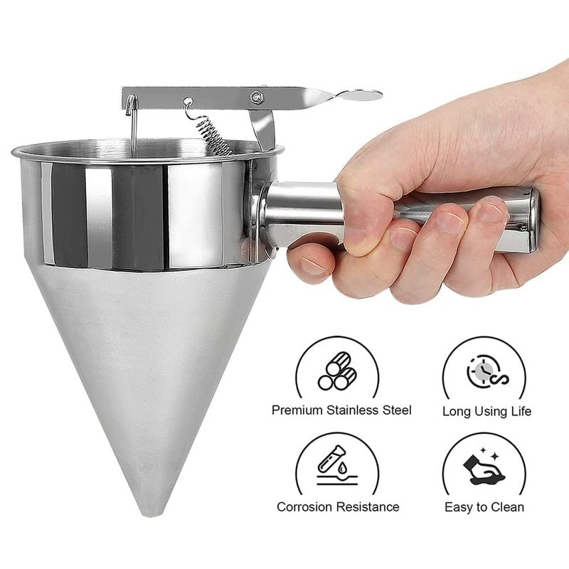 ZIVSA ZIVSA Stainless Steel Pancake Batter Dispenser Funnels with StandTakoyakiBakingCupcakesMuffinsCooking CrepesWaffles Batter Dispenser Pancake jalebi maker Cooking Tools  - Image 4