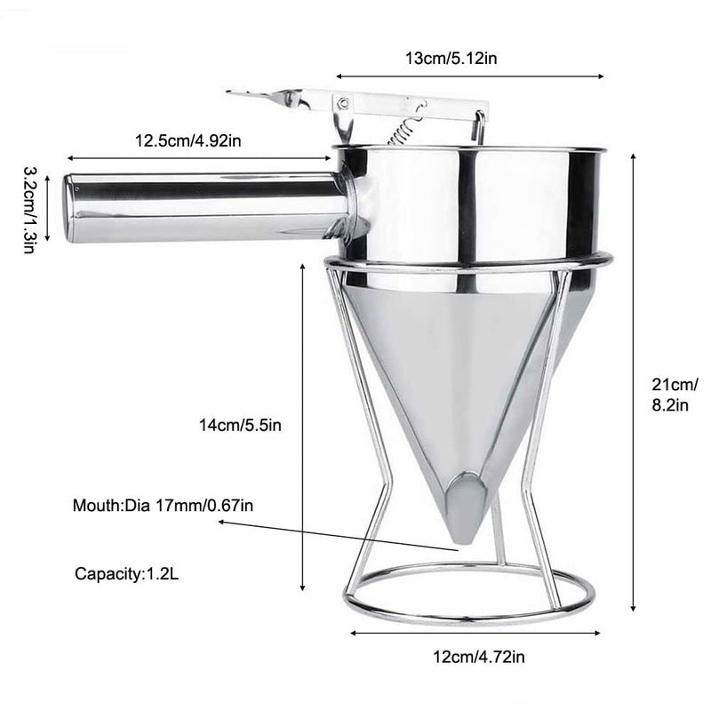 ZIVSA ZIVSA Stainless Steel Pancake Batter Dispenser Funnels with StandTakoyakiBakingCupcakesMuffinsCooking CrepesWaffles Batter Dispenser Pancake jalebi maker Cooking Tools  - Image 2