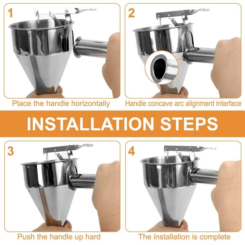 ZIVSA ZIVSA Stainless Steel Pancake Batter Dispenser Funnels with StandTakoyakiBakingCupcakesMuffinsCooking CrepesWaffles Batter Dispenser Pancake jalebi maker Cooking Tools  - Image 5