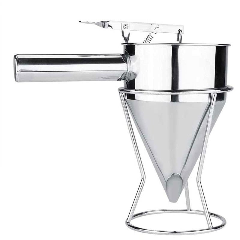 ZIVSA ZIVSA Stainless Steel Pancake Batter Dispenser Funnels with StandTakoyakiBakingCupcakesMuffinsCooking CrepesWaffles Batter Dispenser Pancake jalebi maker Cooking Tools  - Image 1