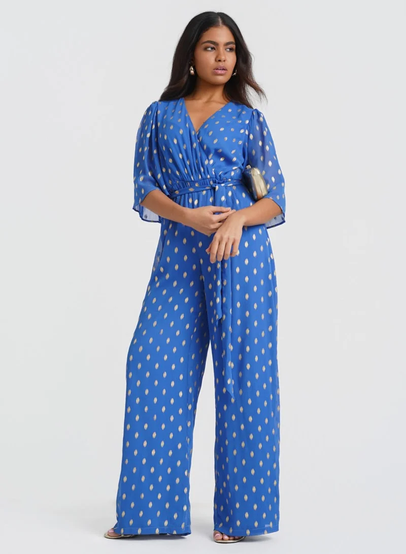 نيدز نو ليبل Blue Foil Angel Sleeve Jumpsuit