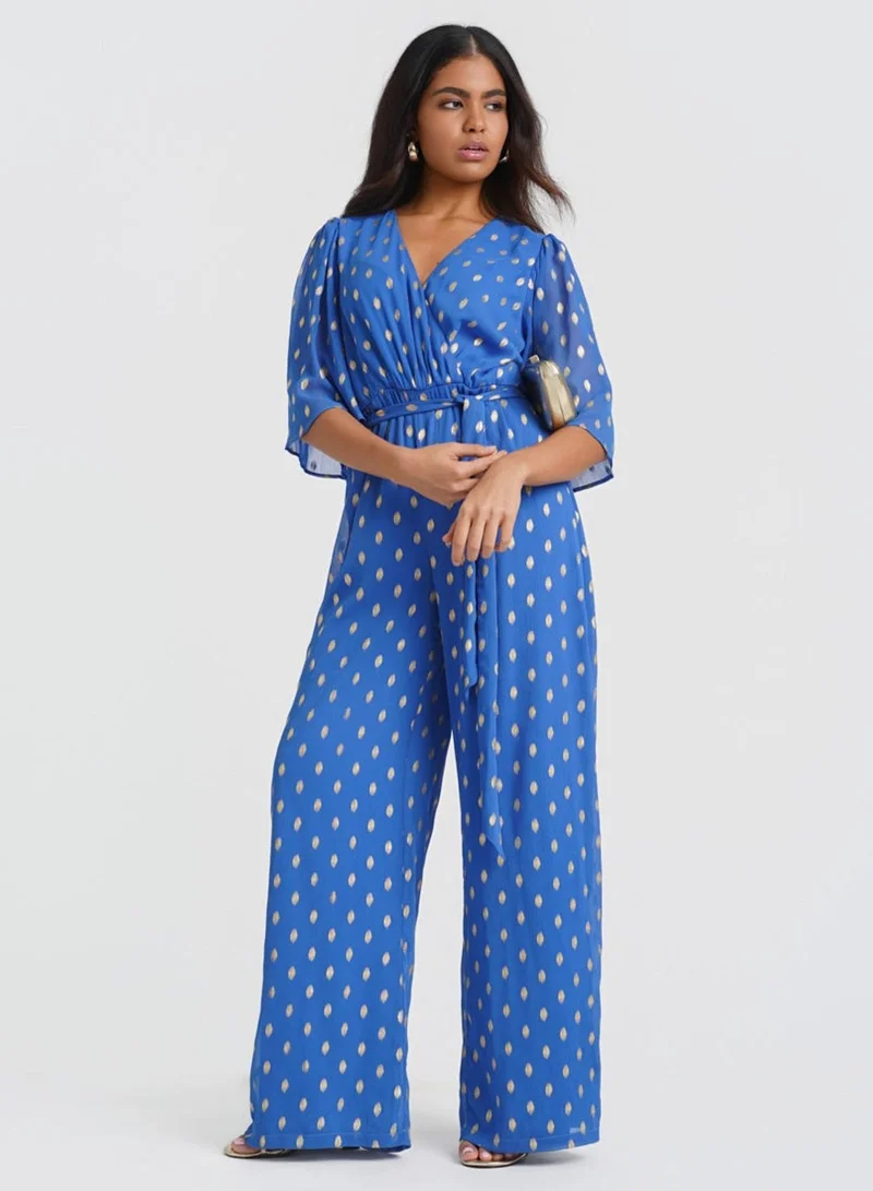 نيدز نو ليبل Blue Foil Angel Sleeve Jumpsuit