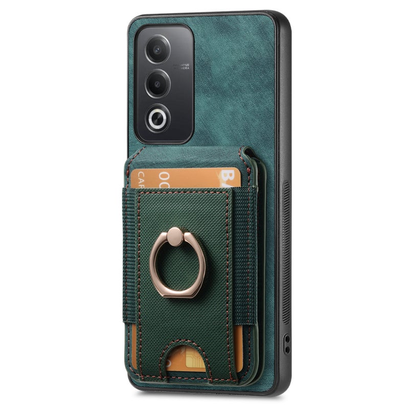 HuHa Case Cover For OPPO Reno7 Pro 5G Retro Splitable Magnetic Stand Card Bag Leather Phone Case(Green) - Image 2