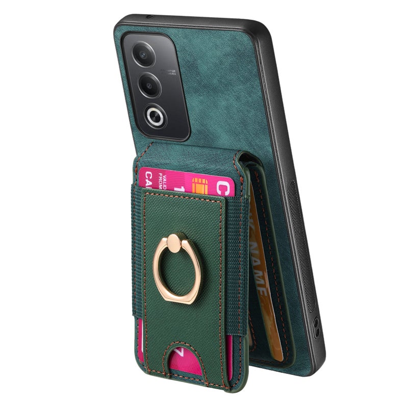 HuHa Case Cover For OPPO Reno7 Pro 5G Retro Splitable Magnetic Stand Card Bag Leather Phone Case(Green) - Image 4