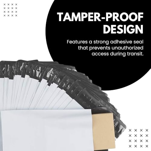 Securement Plastic Tamper Proof Polybag/Courier Bag with Pod for Packing, 51 Micron, 12 Inch x 16 Inch, White and Black, Pack of 100 - Image 3