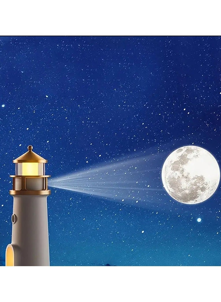 DANIM Lighthouse Moon Projection Lamp Rotating Night Light with Warm LED Bedroom Decor Kids Sleeping Lamp Rechargeable Ambient Light for Home Sleeping lamp for children & Gift lamp for girls and boys - Image 4
