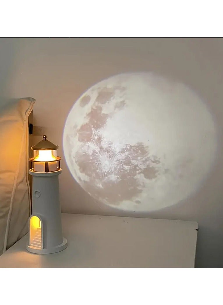 DANIM Lighthouse Moon Projection Lamp Rotating Night Light with Warm LED Bedroom Decor Kids Sleeping Lamp Rechargeable Ambient Light for Home Sleeping lamp for children & Gift lamp for girls and boys - Image 5