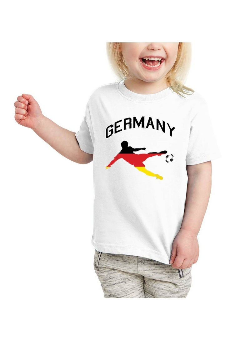 PRINTSHOP4ME Germany Unisex Kids T-Shirt - Short Sleeve Round Neck Cotton Tshirt for Boys and Girls - Soft and Comfortable - Gift for Young Football Fans - Image 1