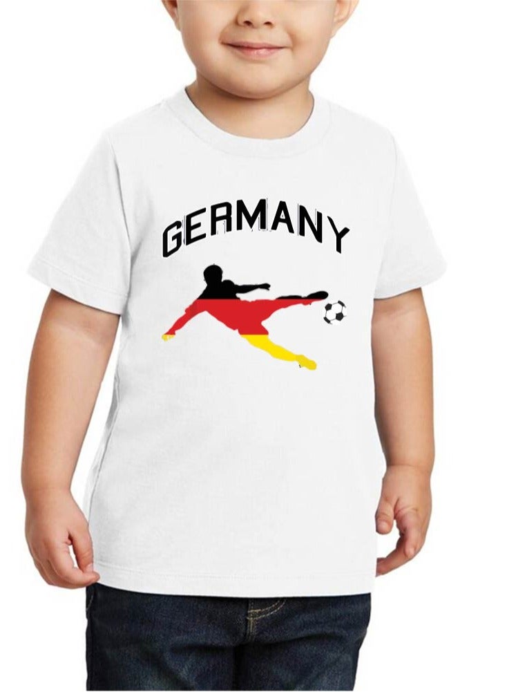 PRINTSHOP4ME Germany Unisex Kids T-Shirt - Short Sleeve Round Neck Cotton Tshirt for Boys and Girls - Soft and Comfortable - Gift for Young Football Fans - Image 2