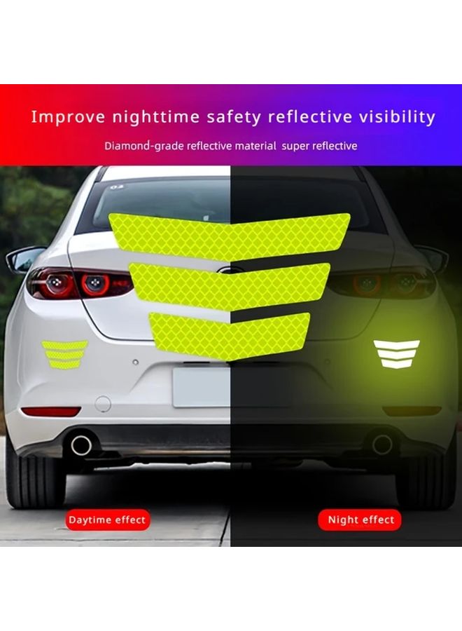 Yellow Reflective Stickers 3pcs For Car Motorcycle Helmet Night Safety Warning - Image 3