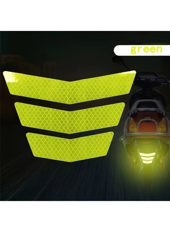 Yellow Reflective Stickers 3pcs For Car Motorcycle Helmet Night Safety Warning - Image 1