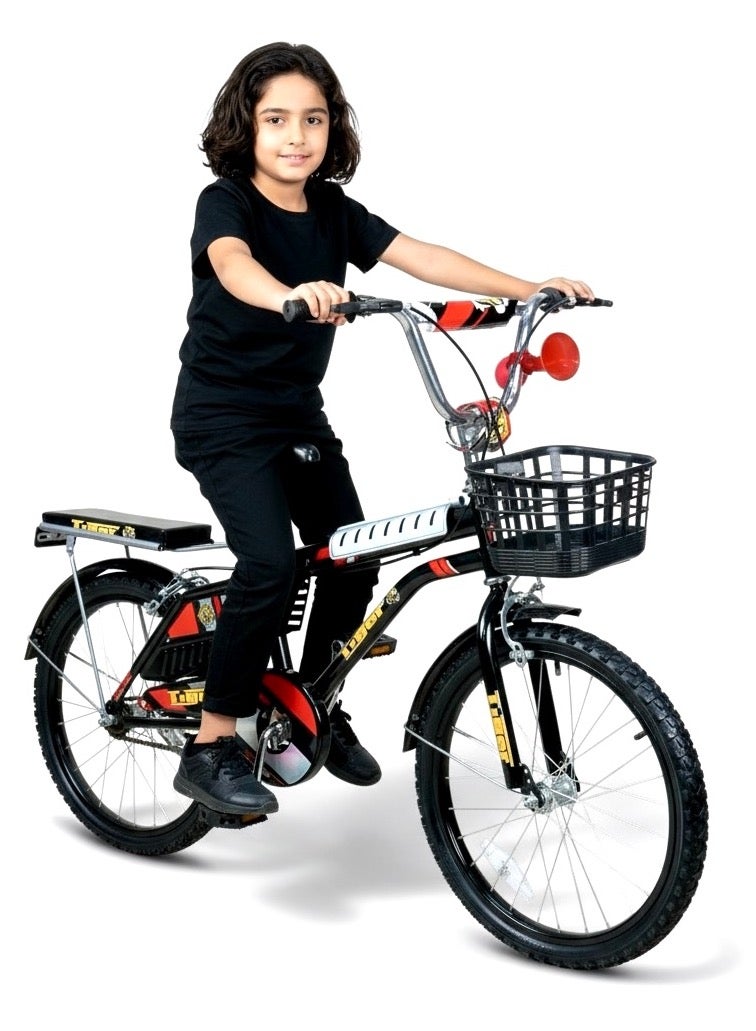 تايجر دراجة أطفال تايجر 20 بوصة مع سلة أمامية وكرسي خلفي – مناسبة للأعمار 6 إلى 10 سنوات - Image 1
