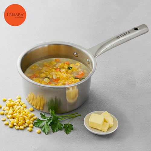 Trisara Triply Stainless Steel 14 cm Sauce Pan/Milk Pot | 1000 ml | Ideal for Making Tea/Milk/Coffee | Induction Friendly | 3-Layer Durable Cookware for Even Heating - Image 4