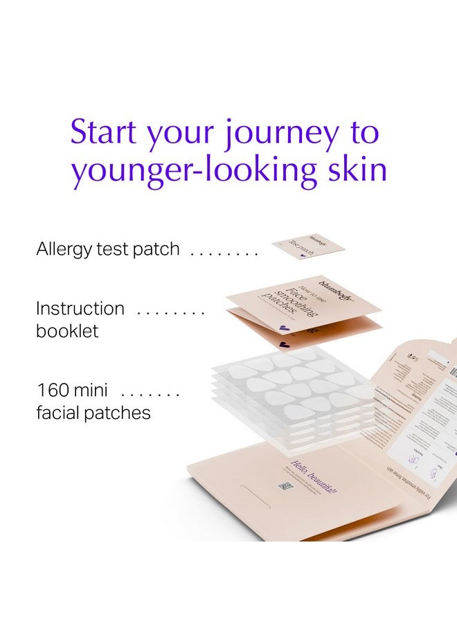 BLUMBODY Face & Forehead Wrinkle Patches - Mini Anti Wrinkle Facial Patches to Smooth Eye, Mouth, Forehead Wrinkles - Non-Silicone Face Tape for Fine Wrinkles between Eyes & Face - 160 Face Patches