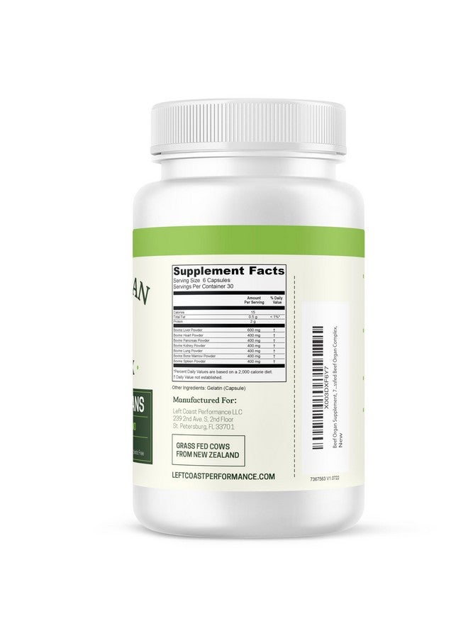 Left Coast Performance Beef Organ Supplement Grass Fed - 7 Beef Organs Complex from New Zealand - Liver Heart Pancreas Kidney Lung Spleen Bone Marrow - Non-GMO, No Fillers, Hormone & Antibiotic Free - Carnivore Diet - 180ct - Image 2