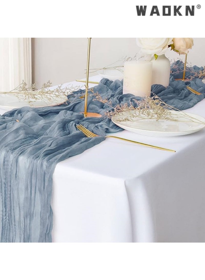 WAOKN Cheesecloth Table Runner 35 x 118 Inch Gauze Tablecloth Boho Wedding Decor 10 Ft Rustic Wedding Decorations Vintage Table Centerpieces for Wedding Reception Bridal Shower Birthday  - Image 1