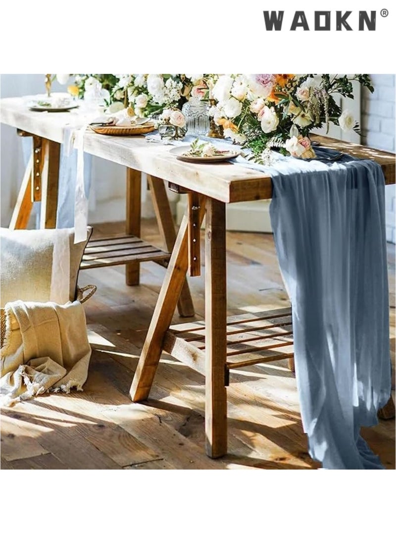 WAOKN Cheesecloth Table Runner 35 x 118 Inch Gauze Tablecloth Boho Wedding Decor 10 Ft Rustic Wedding Decorations Vintage Table Centerpieces for Wedding Reception Bridal Shower Birthday  - Image 3