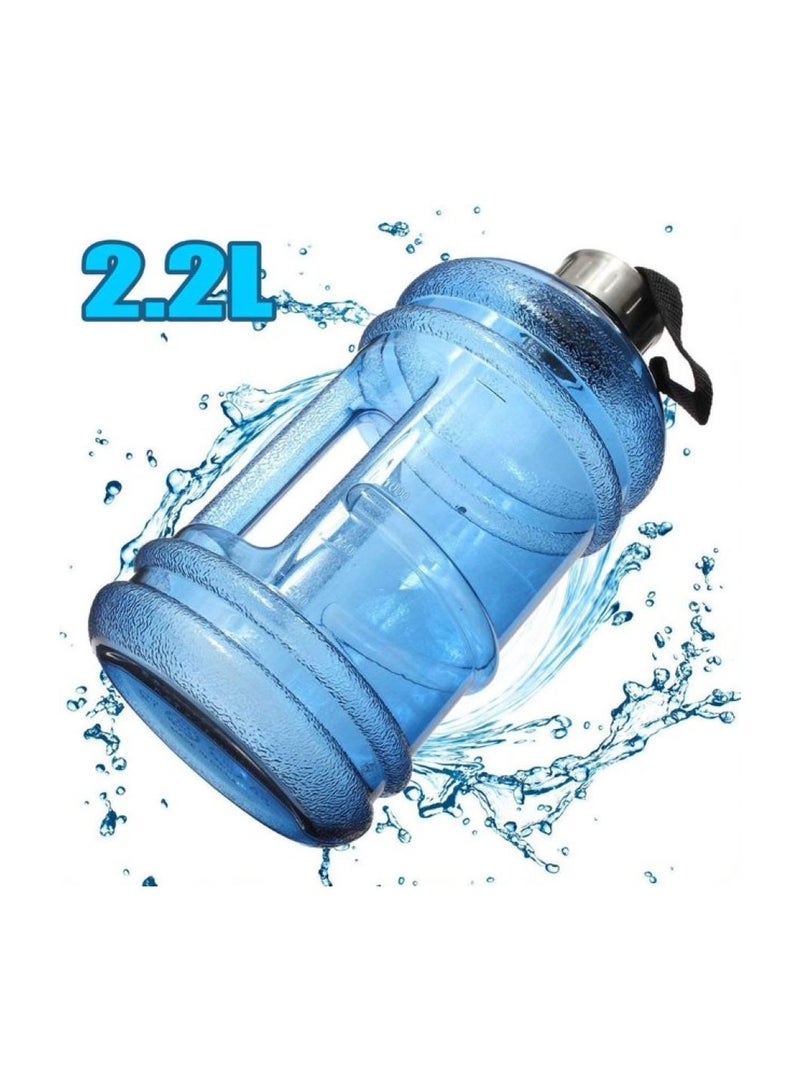 H PRO HM SPORTS Outdoor Sports Water Bottle | BPA Free Half Gallon Water Bottle | Drink Container with Handle | Workout Fitness Bottle | 2.2 liters | Blue  - Image 1