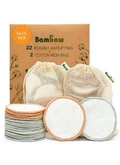Reusable Makeup Remover Pads | 22 Reusable Cotton Rounds, 2 Bags for Laundry & Storage | Reusable Cotton Rounds for Face | Eye Makeup Remover Pads | Washable Makeup Remover Cloth Reusable
