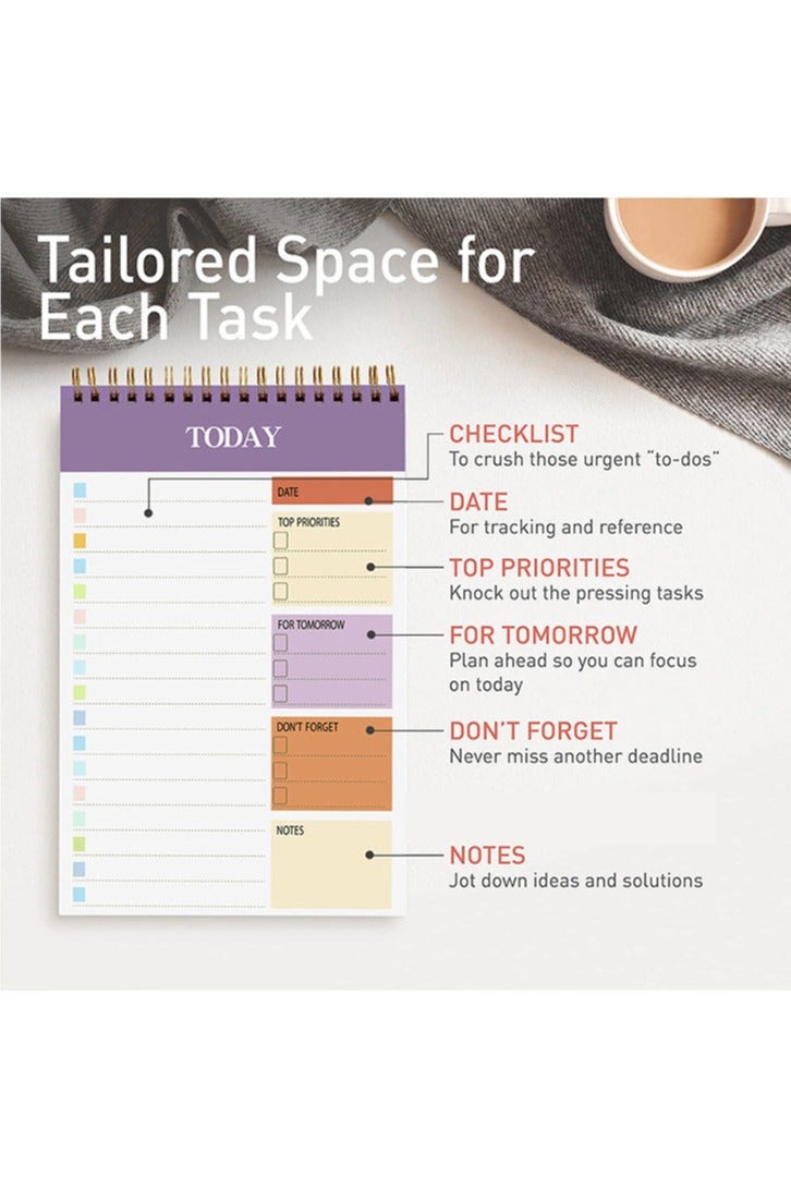To Do List Notepad - Daily Planner Notepad Undated 52 Sheets, 5.51" x 8.66" Planning Pad Checklist Productivity Note Pad for Work and Personal Organized（purple） - Image 3