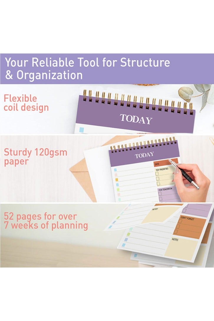 To Do List Notepad - Daily Planner Notepad Undated 52 Sheets, 5.51" x 8.66" Planning Pad Checklist Productivity Note Pad for Work and Personal Organized（purple） - Image 5